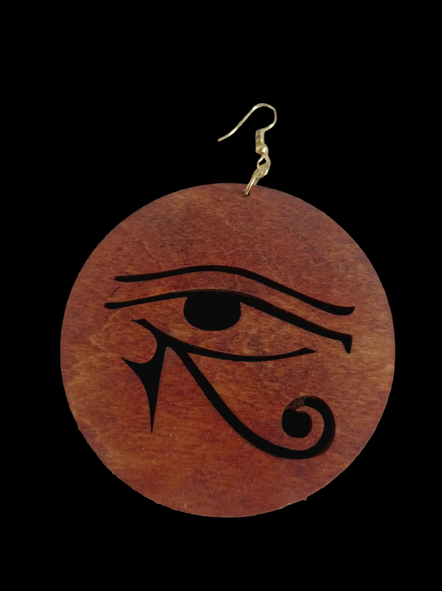 Eye of Heru Circular Wooden Earrings