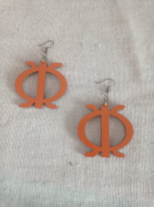 Orange Wawa Aba Wooden Earrings